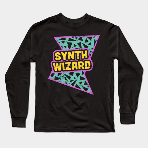 Rad 90s Synth Wizard Long Sleeve T-Shirt by MeatMan